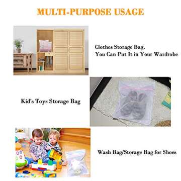 LEARJA Delicates Laundry Bags, Mesh Laundry Bag, Washing Machine Bag for Underwear, Lingerie, Bra, Pantyhose, Sock, Shoe, Travel Storage Organize Bags(5 Pack)