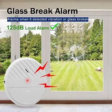 WSDCAM Glass Break Sensor Alarm 125dB Ultra-Slim Wireless Glass Break Detector Window Alarm Vibratio...