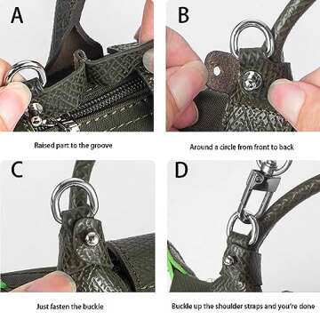 RYYXZXL Leather Purse Straps Replacement Shoulder Strap Leather Adjustable Crossbody Strap Suitable for Long champ Handbags（Dark Green）