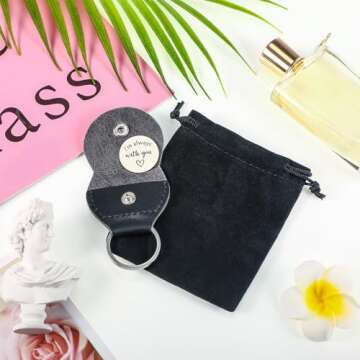 Sureio Pocket Hug Token Long Distance Relationship Keepsake Stainless Steel Double Sided Inspirational Gift with Keychain