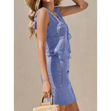 Saodimallsu Crochet Swim Cover Up 2 Piece Set for Summer