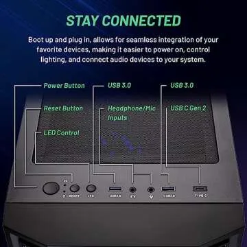 Skytech Gaming Shadow Gaming PC Desktop – AMD Ryzen 7 5700X 3.4 GHz, NVIDIA RTX 4060, 1TB NVME SSD, 16GB DDR4 RAM 3200, 600W Gold PSU, 11AC Wi-Fi, Windows 11 Home 64-bit,Black