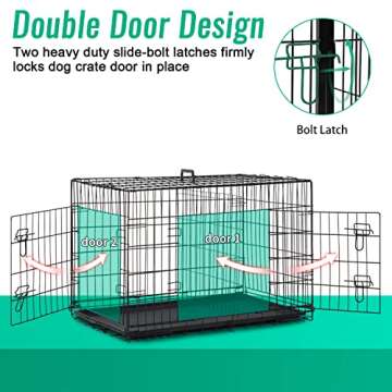 FDW Large Dog Crate 42 inch with Double Door and Divider