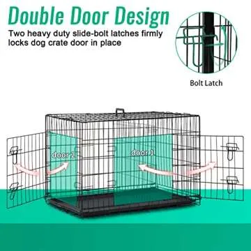 FDW Large Dog Crate 42 inch with Double Door and Divider