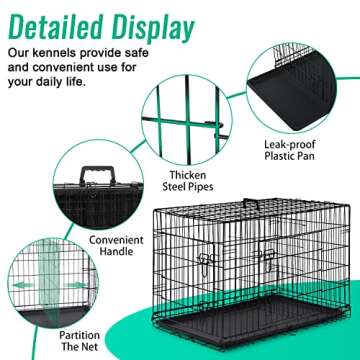 FDW Large Dog Crate 42 inch with Double Door and Divider