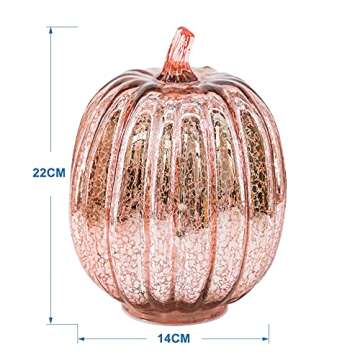 Romingo Mercury Glass Pumpkin Light with Timer for Halloween Pumpkin Decorations Fall and Thanksgivi...