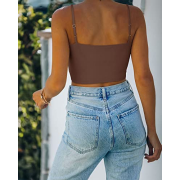 REORIA Women's Adjustable Spaghetti Strap Cami Top