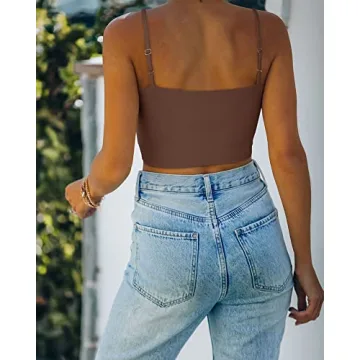 REORIA Women's Adjustable Spaghetti Strap Cami Top