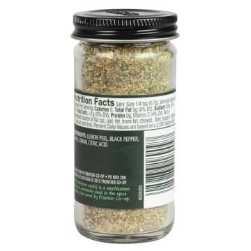 Frontier Seasoning Blends, Salt-Free Lemon Pepper, 2.08-Ounce Bottle