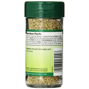 Frontier Seasoning Blends, Salt-Free Lemon Pepper, 2.08-Ounce Bottle
