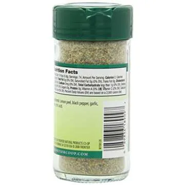 Frontier Seasoning Blends, Salt-Free Lemon Pepper, 2.08-Ounce Bottle