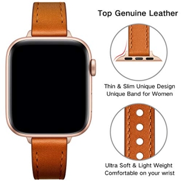 OUHENG Slim Leather Bands for Apple Watch - Stylish Replacement