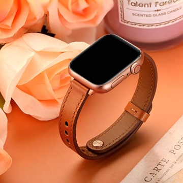 OUHENG Slim Leather Bands for Apple Watch - Stylish Replacement