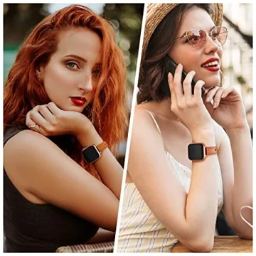 OUHENG Slim Leather Bands for Apple Watch - Stylish Replacement