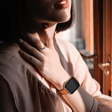 OUHENG Slim Leather Bands for Apple Watch - Stylish Replacement