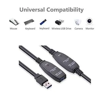 TECHTOO USB Extension Cable 16 Feet (5 Meter) USB 3.0 Active Cable Repeater Cable Type A Male to A Female with Built-in Signal Booster Chips