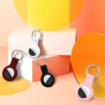 AirTag Holder AirTag Case Keychain Air Tag Holder, Silicone AirTags Key Ring Cases Tags Chain Apple GPS Item iTag Finders Accessories 4 Pack