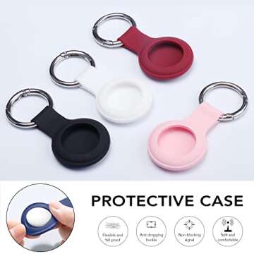 AirTag Holder AirTag Case Keychain Air Tag Holder, Silicone AirTags Key Ring Cases Tags Chain Apple GPS Item iTag Finders Accessories 4 Pack