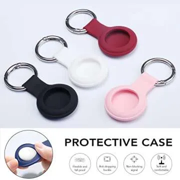 AirTag Holder AirTag Case Keychain Air Tag Holder, Silicone AirTags Key Ring Cases Tags Chain Apple GPS Item iTag Finders Accessories 4 Pack