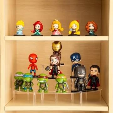 2PACKS Acrylic Display Risers, 3 Tier Clear Cupcake Stand Risers, Perfume Stand Organizer, Half Moon Dessert Stand, HENABLE Shelf Risers for Display Stands for Food, Amiibo Funko POP Figure (2half