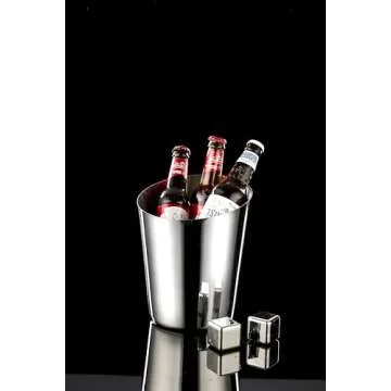 Stainless Steel Champagne Bucket - Stainless-Steel Beverage Tub - Diagonal Ice Bucket with Handle for Cocktail Bar, Wine, Home Bar Accessories, Parties - 4 Quarts Golden