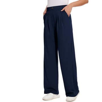 M MOTEEPI Women's Dress Pants Wide Leg Pull On Trousers Business Casual Slacks Work Pants with Pocke...