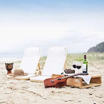 Beach Chair Lounger, Adjustable - Folding Bamboo Loungers - Portable Rattan Chairs for Patio, Pool or Sun Deck - Outdoor Gear and Accessories for Picnics and Lawn Concerts