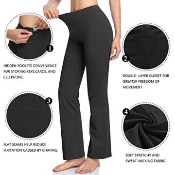 HISKYWIN Yoga Pants with Inner Pocket - 4 Way Stretch