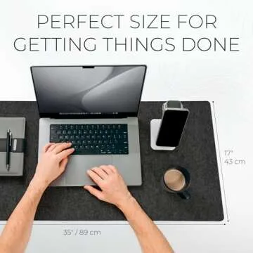 Nordik Large Felt Desk Mat - Charcoal - 35 x 17 inch - Full Desk Keyboard Mat - Computer Desk Mat for Keyboard and Mouse Pad - Desktop Mat - Large Desk Mat - Felt Desk Pad