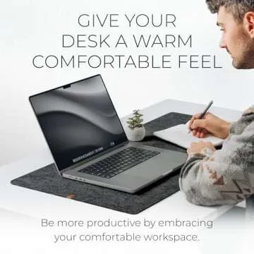 Nordik Large Felt Desk Mat - Charcoal - 35 x 17 inch - Full Desk Keyboard Mat - Computer Desk Mat for Keyboard and Mouse Pad - Desktop Mat - Large Desk Mat - Felt Desk Pad