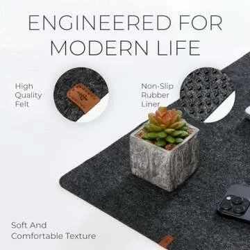 Nordik Large Felt Desk Mat - Charcoal - 35 x 17 inch - Full Desk Keyboard Mat - Computer Desk Mat for Keyboard and Mouse Pad - Desktop Mat - Large Desk Mat - Felt Desk Pad