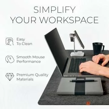 Nordik Large Felt Desk Mat - Charcoal - 35 x 17 inch - Full Desk Keyboard Mat - Computer Desk Mat for Keyboard and Mouse Pad - Desktop Mat - Large Desk Mat - Felt Desk Pad