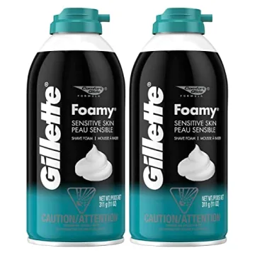 Gillette Foamy Sensitive Shave Foam 11oz (2 Pack) - Gentle, Fragranced