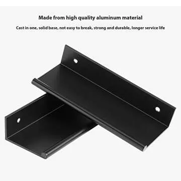 Peaha 10 Pack Kitchen Cabinet Handles 3-3/4 inch Black Pulls for Dresser Drawers Door Edge Finger Pull Aluminum Alloy Hardware