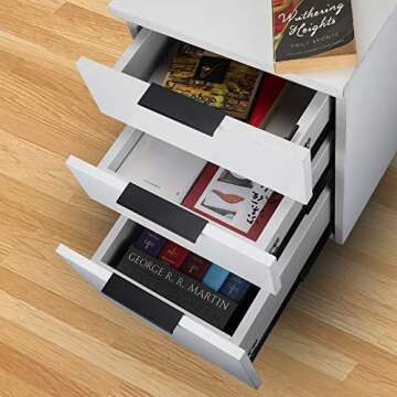 Peaha 10 Pack Kitchen Cabinet Handles 3-3/4 inch Black Pulls for Dresser Drawers Door Edge Finger Pull Aluminum Alloy Hardware