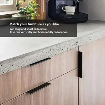 Peaha 10 Pack Kitchen Cabinet Handles 3-3/4 inch Black Pulls for Dresser Drawers Door Edge Finger Pull Aluminum Alloy Hardware
