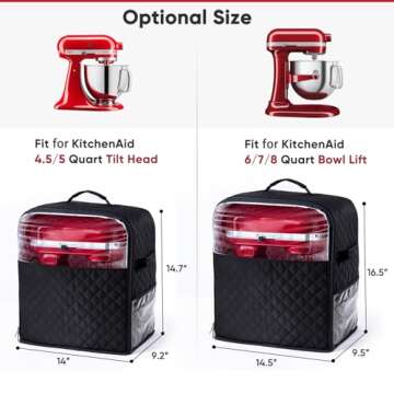 BAGSPRITE Stand Mixer Cover with Appliance Sliders Base Compatible with KitchenAid Mixer-Storage Bag...