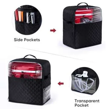 BAGSPRITE Stand Mixer Cover with Appliance Sliders Base Compatible with KitchenAid Mixer-Storage Bag for 4.5/5 Quart with Pockets for Kitchen Aid Accessories and Attachments