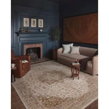 Loloi Magnolia Home by Joanna Gaines Junie Collection JUE-04 Natural/Clay 2'-7" x 8'-0", .38 Pile He...