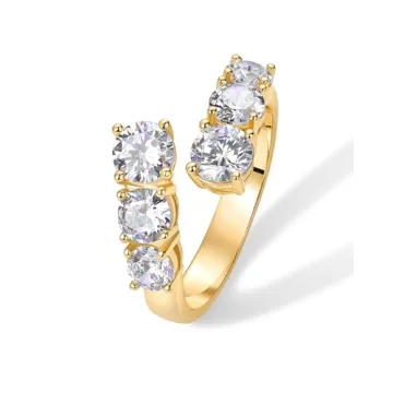 PAVOI 14K Yellow Gold Plated Cubic Zirconia Crossover Chunky Eternity Ring for Women | Open Twist St...