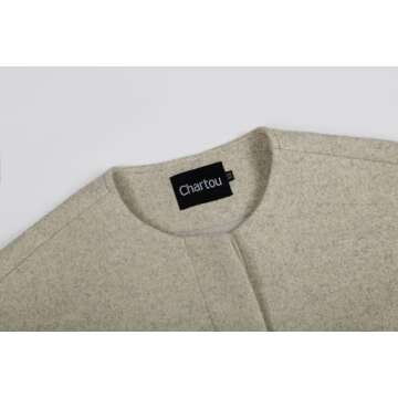 CHARTOU Women Cropped Wool Blend Pea Coat Short Jacket Peacoat Long Sleeve Button Down Crop Jacket (X-Large,Brown)