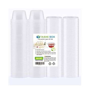 TashiBox 200 Sets - 2 Ounce Jello Shot Cups with Lids