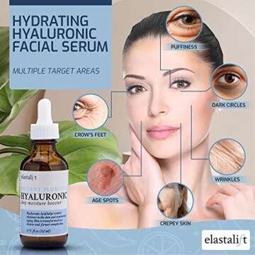 Elastalift Hyaluronic Acid Facial Serum - Hydrating, Firming, & Plumping Face Serum for Anti-Aging - 1 oz