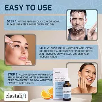 Elastalift Hyaluronic Acid Facial Serum - Hydrating, Firming, & Plumping Face Serum for Anti-Aging - 1 oz