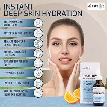 Elastalift Hyaluronic Acid Facial Serum - Hydrating, Firming, & Plumping Face Serum for Anti-Aging - 1 oz