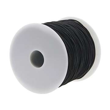Keyzone 1 mm Elastic Cord Thread Beading String Cords, 100 Meters, Black