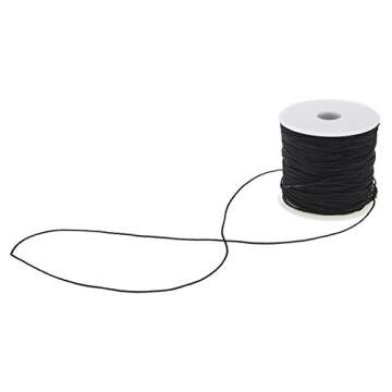 Keyzone 1 mm Elastic Cord Thread Beading String Cords, 100 Meters, Black