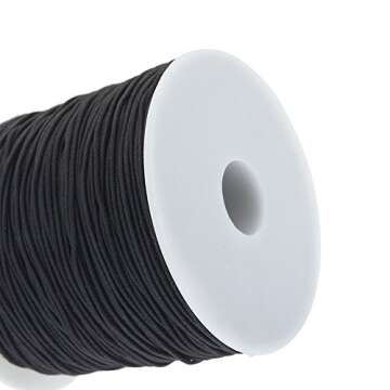 Keyzone 1 mm Elastic Cord Thread Beading String Cords, 100 Meters, Black