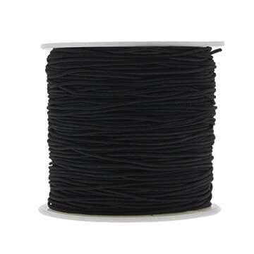 Keyzone 1 mm Elastic Cord Thread Beading String Cords, 100 Meters, Black