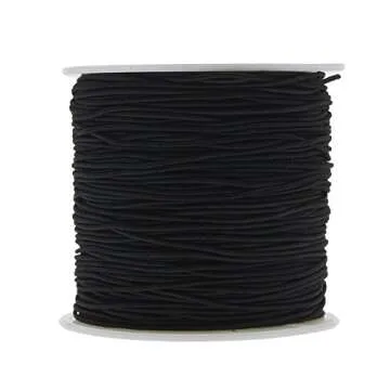Keyzone 1 mm Elastic Cord Thread Beading String Cords, 100 Meters, Black
